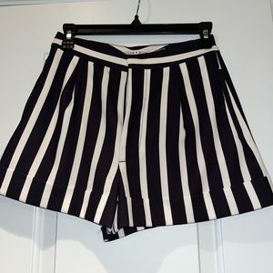 Alice + Olivia black and white striped shorts